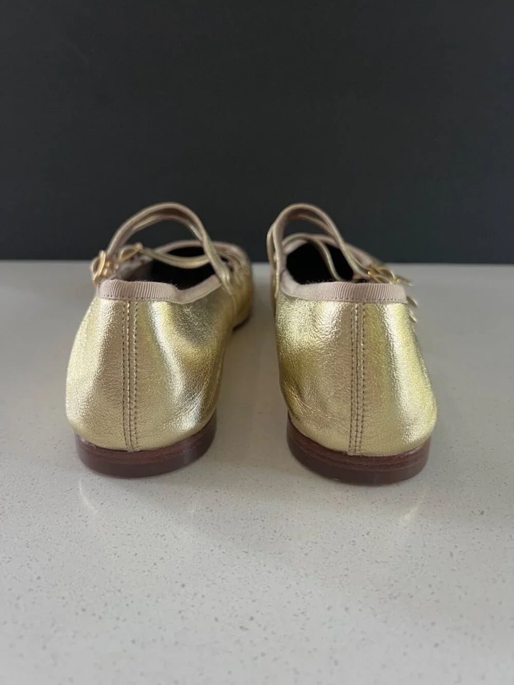 Mansur Gavriel Square Toe Mary Jane gold lamb leather Flats size  39